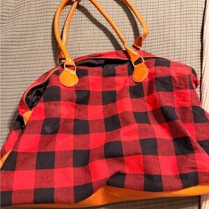 Buffalo Plaid Red and Black Weekender Bag